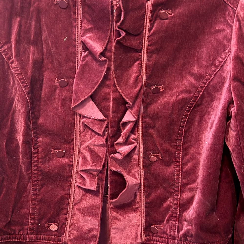 Velvet Women's Red Ruffled Jacket - Picture 2 of 8